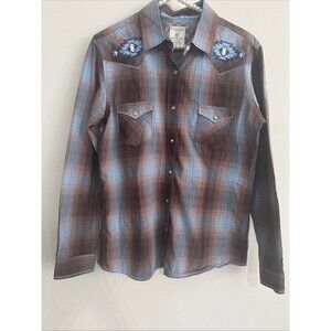 Panhandler Roughstock Women’s Medium  Pearl Snap Cotton Western Cowgirl Shirt M